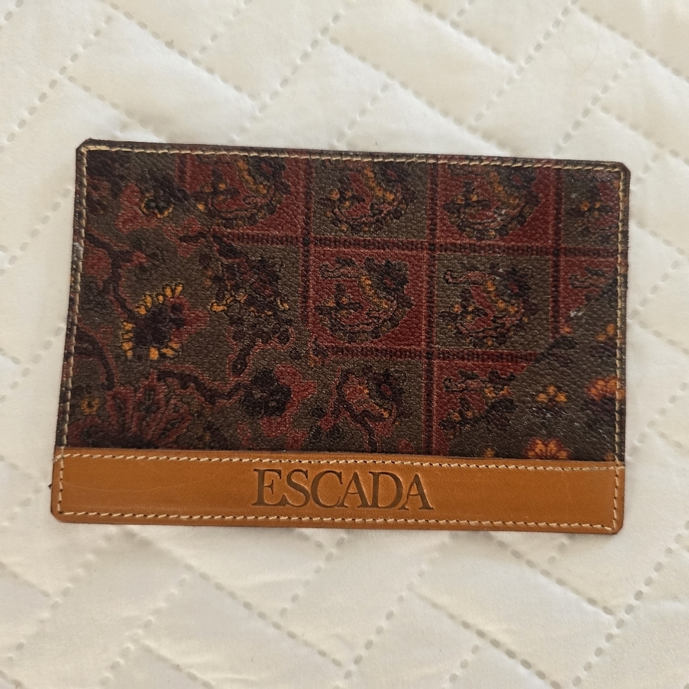 Escada luggage tag travel card holder leather Italy